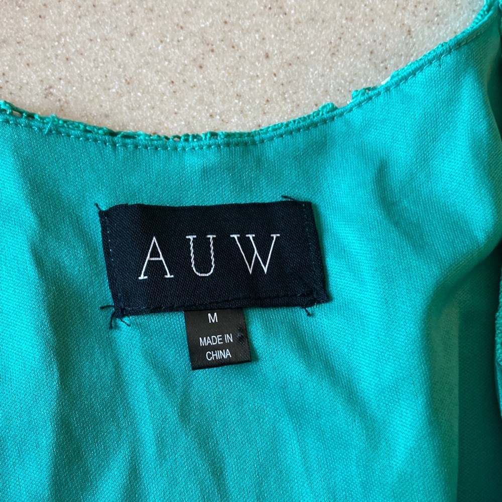 AUW Turquoise Lace Asymmetrical Dress NWOT Women Size Medium - Picture 6 of 15